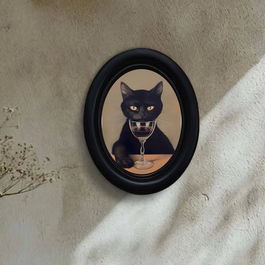 Black Cat Drinking Wine