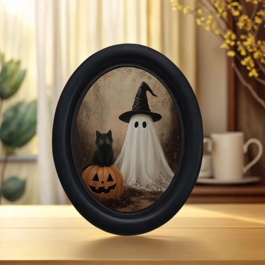 Ghostly Pumpkin and Black Cat