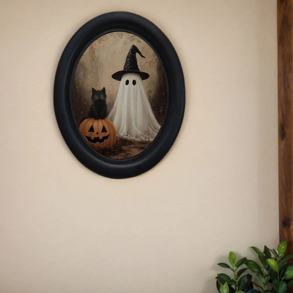 Ghostly Pumpkin and Black Cat