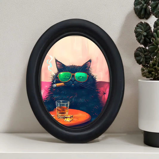 Black Cat with Sunglasses Drinking