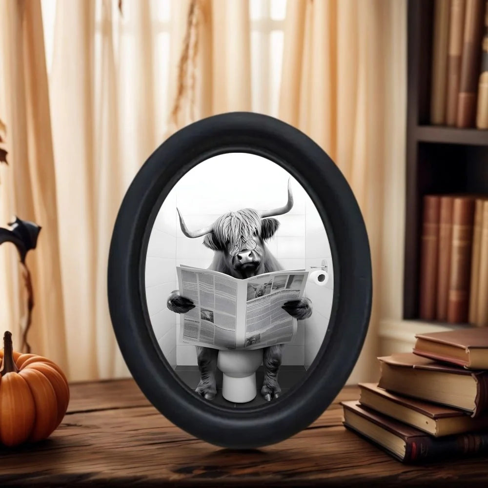 Cow Sitting on the Toilet Reading a Newspaper