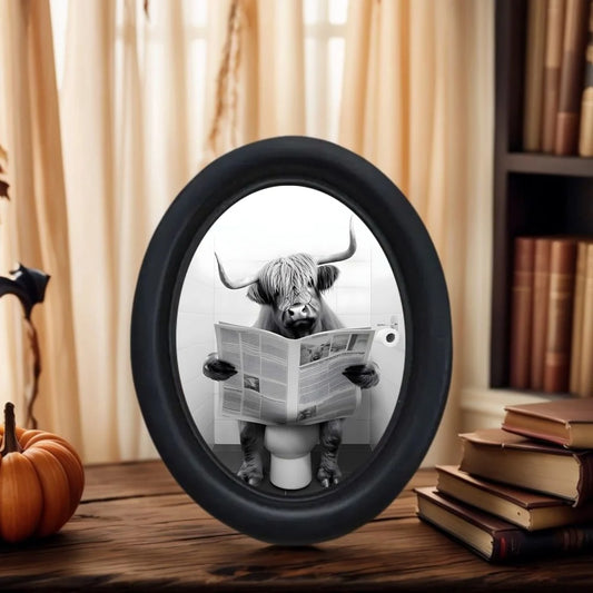Cow Sitting on the Toilet Reading a Newspaper