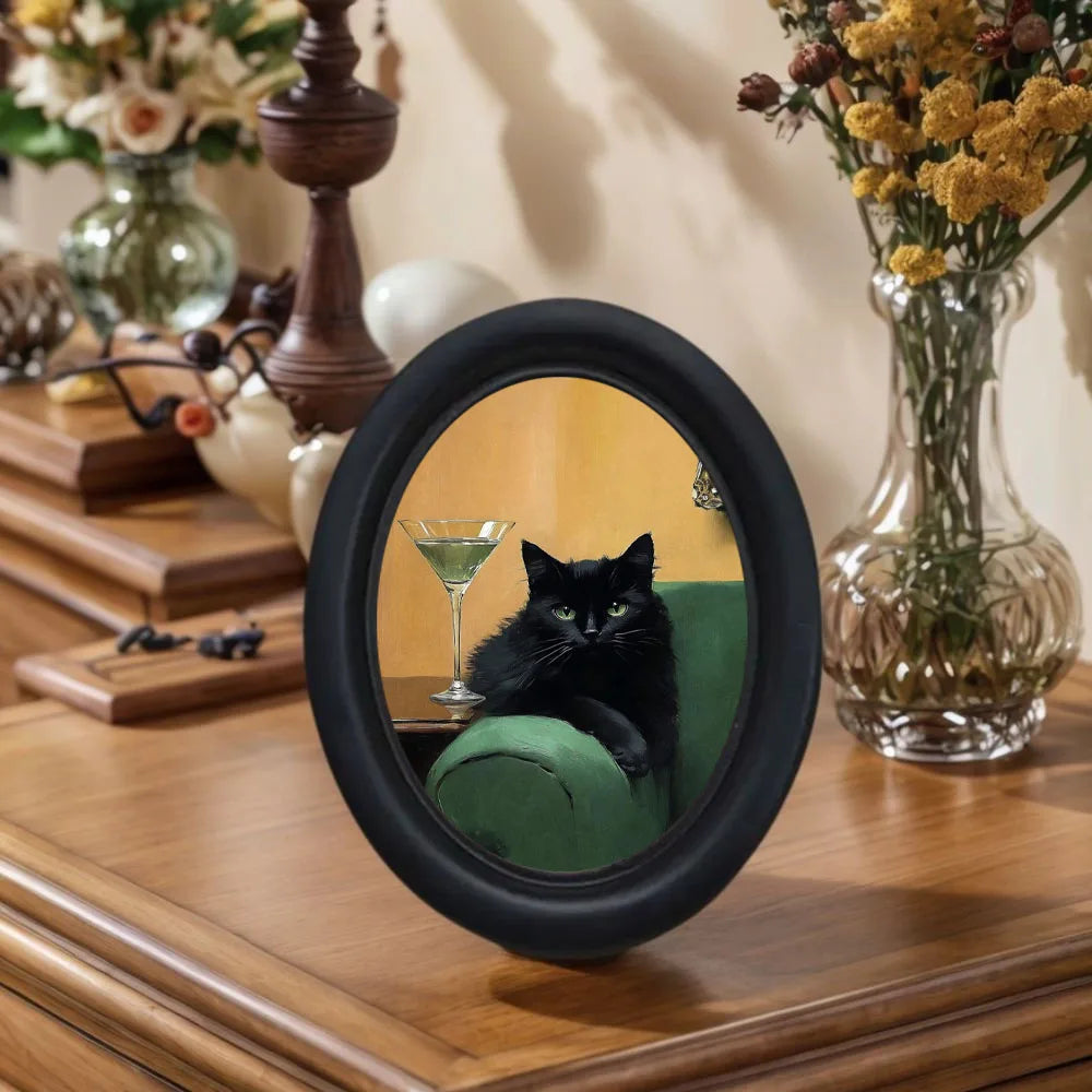 Black Cat Lying on Sofa Drinking