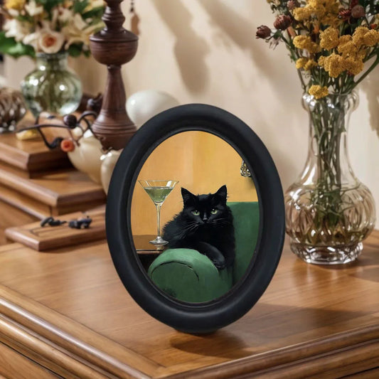 Black Cat Lying on Sofa Drinking