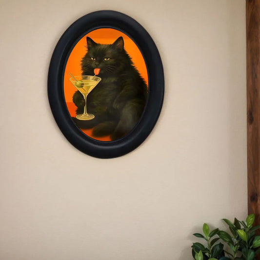 Black Cat Drinking a Cocktail