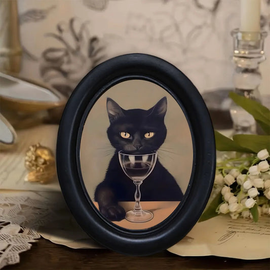 Black Cat Drinking Wine