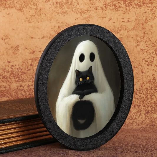 Ghost Hugging Black Cat