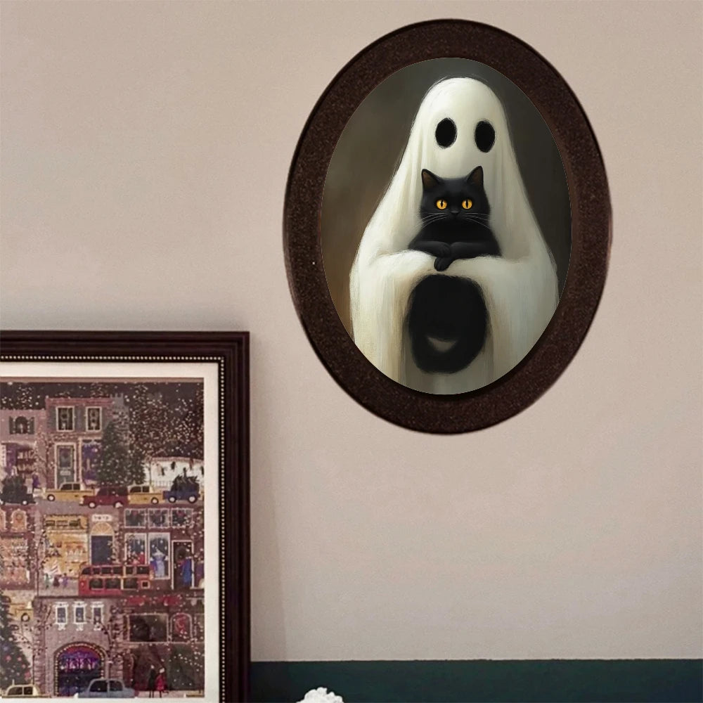 Ghost Hugging Black Cat