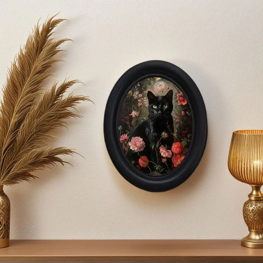 Black Cat Among Flowers