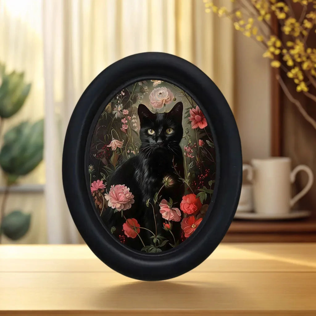 Black Cat Among Flowers